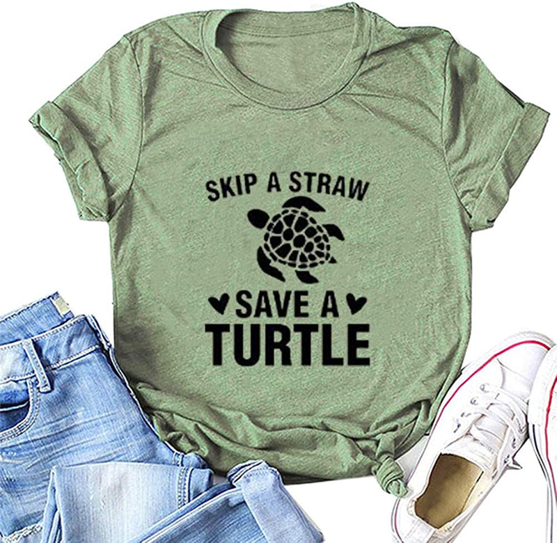 Women Skip A Straw Save A Turtle T-Shirt
