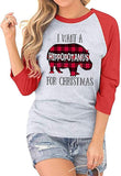 Women 3/4 Sleeve I Want A Hippopotamus for Christmas Shirt