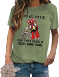 Funny Chicken Coffee Shirt Women Farmer Chicken Gift Tee Tops