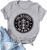 Women Blessed Mama Shirt Gift for Mom