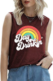 Day Drinkin' Vintage Rainbow Tank Femmes Chemise d'été drôle