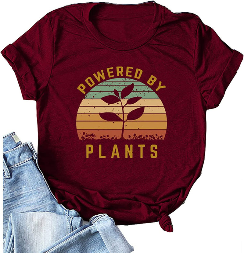 Women Powered by Plants T-Shirt Plants Tee Women Graphic Shirt