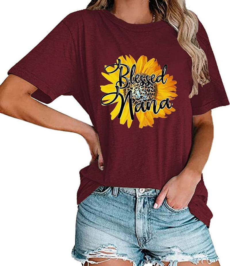 Blessed Nana Sunflower T-Shirt Women Cute Granny Gift Tees