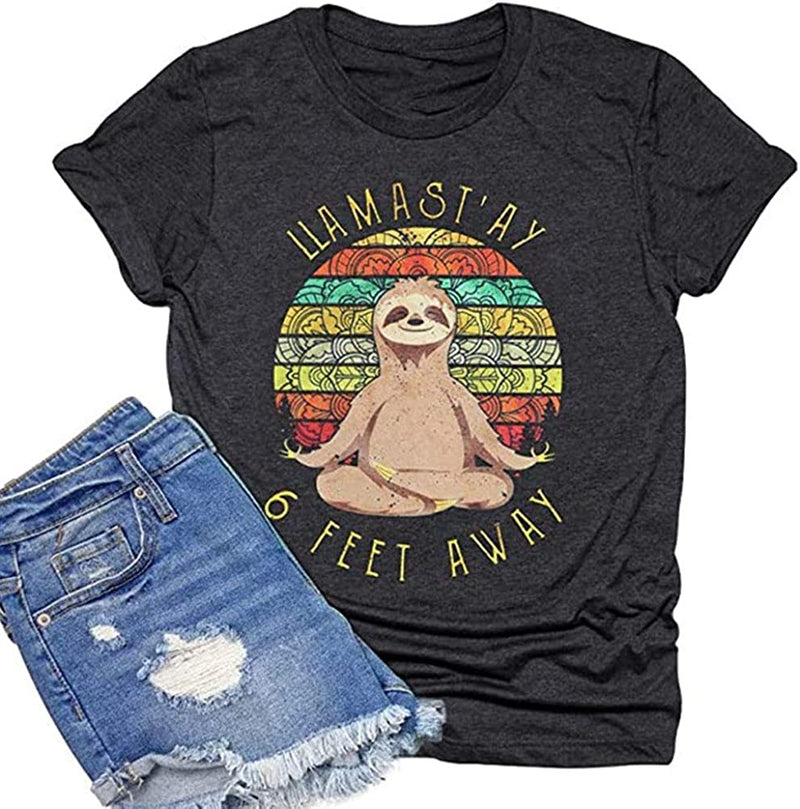 Llamast'ay 6 Feet AwayT-Shirt for Women Cute Llama Graphic Shirt