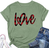 Buffalo Plaid Love Hearts Shirt Women Valentines Day Tees