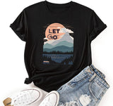 Women Let's Go Camping Shirt Gift Camping Tee Tops