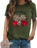 Loved & Blessed Valentines Day Shirt Women Love Heart Tee Tops