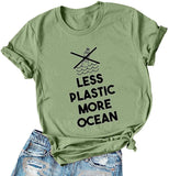 T-shirt pour femmes, moins de plastique, plus d'océan, chemise Save The Ocean