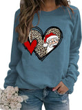 Women Buffalo Plaid Love Heart Santa Christmas Graphic Sweatshirt