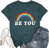 T-shirt Be You pour femme, chemise arc-en-ciel