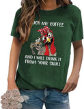 Funny Chicken Coffee Shirt Women Farmer Chicken Gift Tee Tops