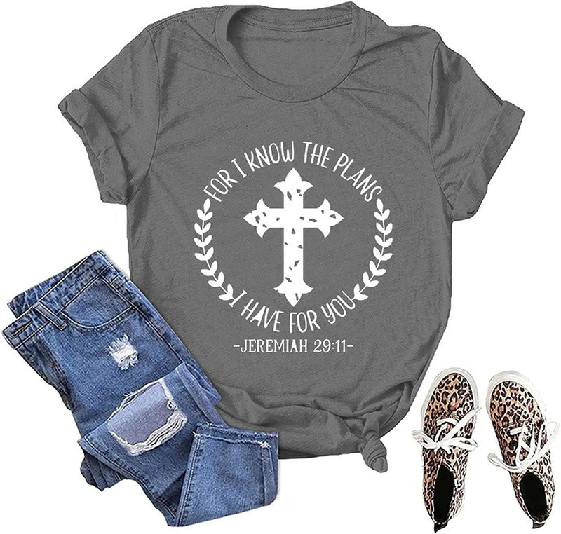 Women Christian T-Shirt for I Know The Plans I Have for You Graphic Tees