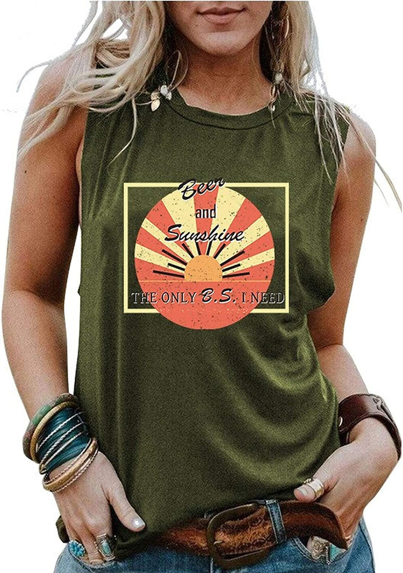 Débardeur bière et soleil pour femmes, chemise Sunshine, chemise de bière