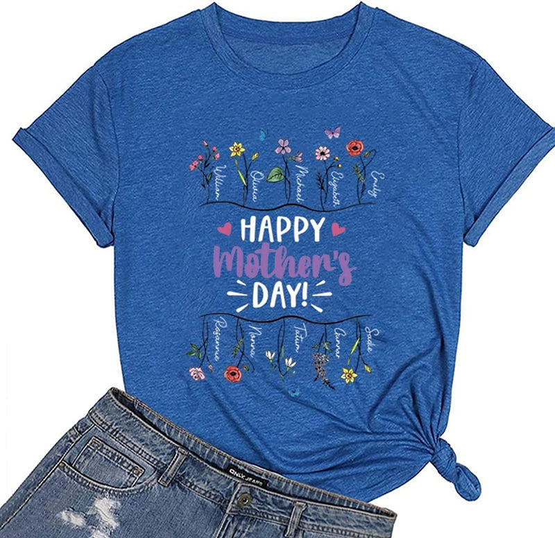Women Raising Wildflowers Floral Mama T-Shirt Happy Mothers Day Shirt