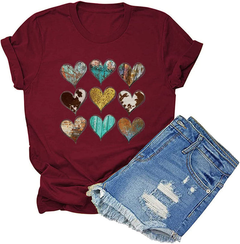 Love Heart Tee Women Valentines Day Gift Shirt