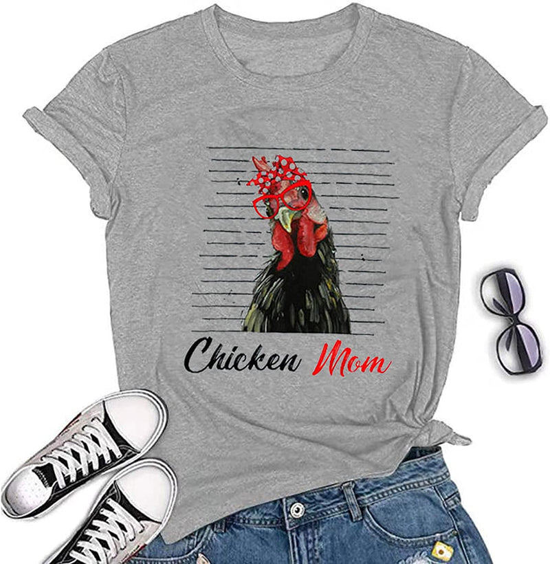 Women Chicken Mom T-Shirt Funny Chicken Shirt Mom Life Shirt