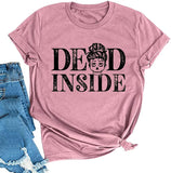 Women Retro Dead Inside Skull Tee Shirt Women Skull Graphic Shirt