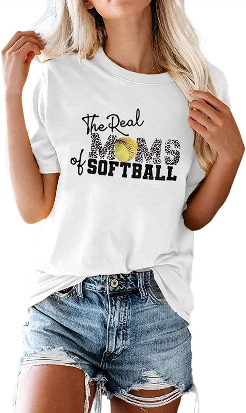 Women The Real Moms of Softball T-Shirt Softball Mom Shirt