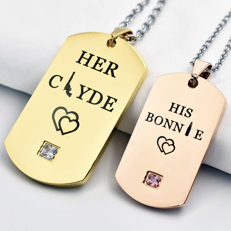 NEHZUS Mens Womens Stainless Steel Necklace Pendant Tag Jewelry Gift for Couple Personalized Name Matching Necklaces Set for Him and Her