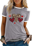 Women Buffalo Plaid & Leopard Heart T-Shirt for Valentine's Day