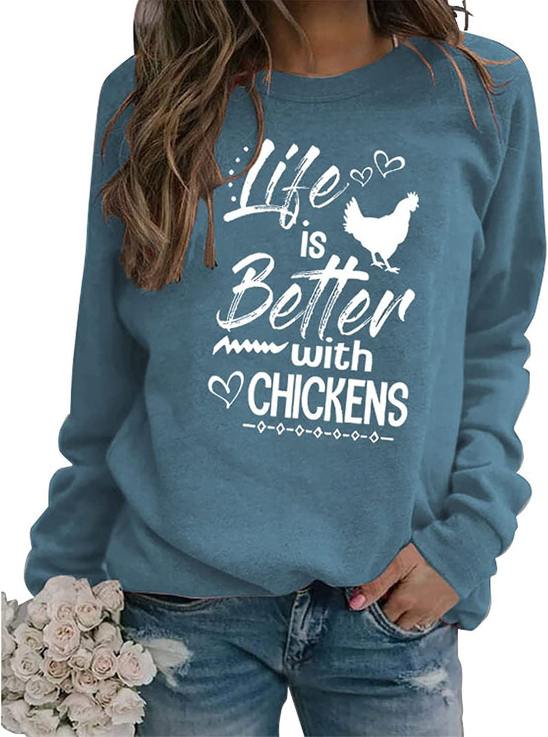 Sweat-shirt pour femmes, amoureux du poulet, la vie est meilleure avec des poulets