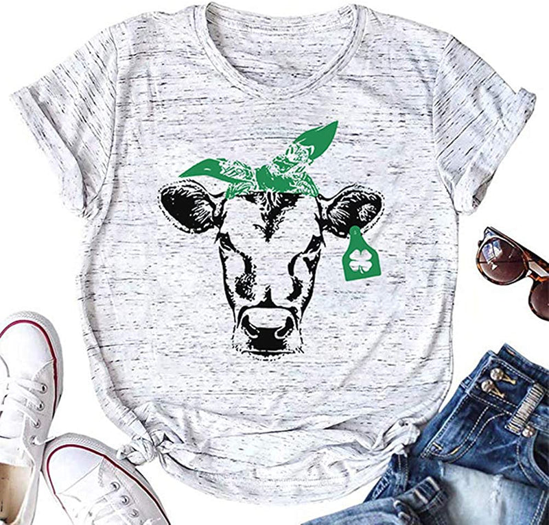Women Bull Skull T-Shirt Lucky Shirt Cow Skull Shirt