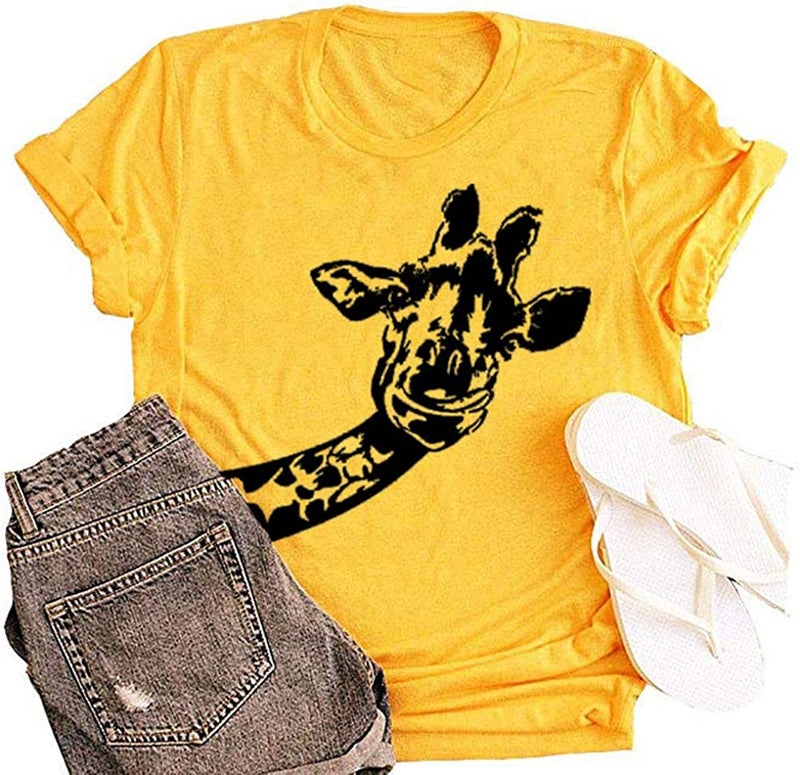 Women Fun Animal Graphic T-Shirt Giraffe Tee