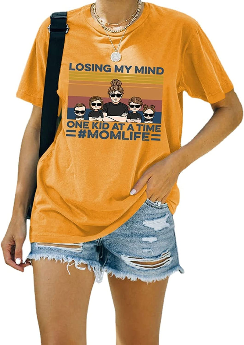 Funny Mom Shirt Women Losing My Mind One Kid at A Time Shirt T-Shirt