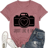 Women Valentines Day Camera Heart Shirt