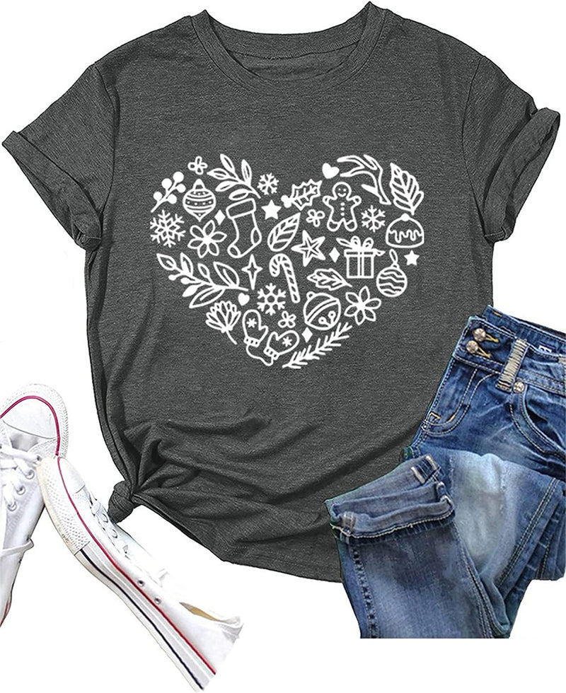 Valentine's Day Tees Women Love Heart Graphic Shirt