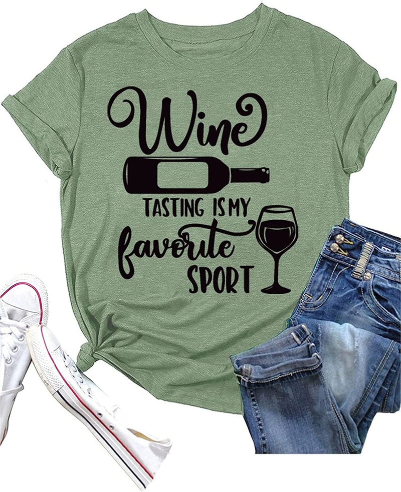 Wine Tasting Shirt Women Wine Tasting is My Favorite Sport Tees Tops