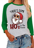 Ho's in This House Shirt Women Funny Christmas 3/4 Sleeve Clothing