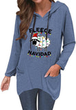 Fleece Navidad Hoodies Women Holiday Xmas Shirt Christmas Tops