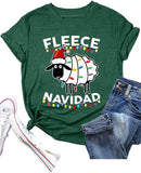 Fleece Navidad Tees Women Christmas Light Cute Sheep Graphic Shirt