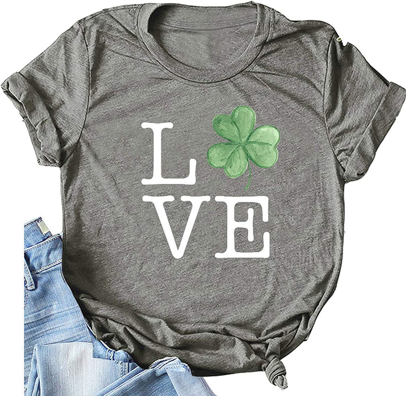 Women Clover T-Shirt Lucky Love Shirt St. Patrick's Day Shirt