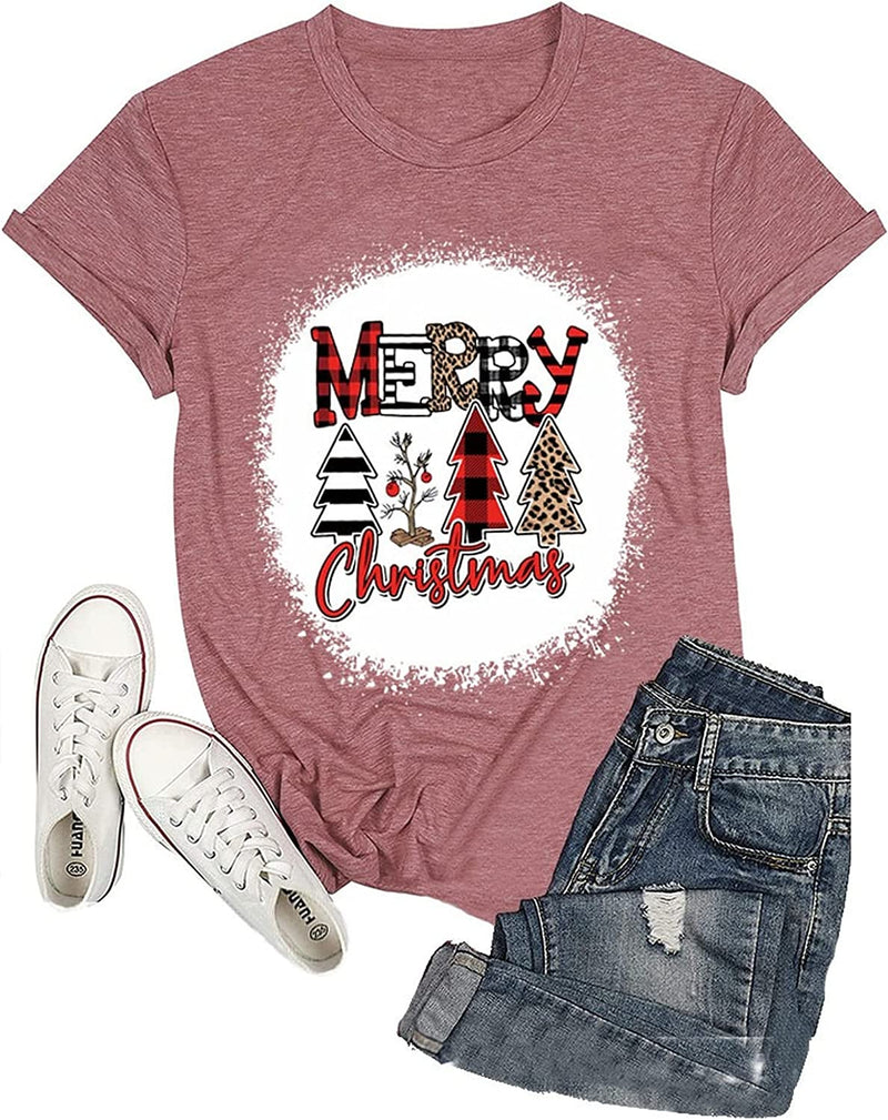 Merry Christmas T-Shirt Women Christmas Tree Shirt