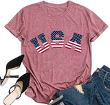 Women American Flag Shirt Patriotic T-Shirts July 4th Tees Tops