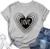 Love Heart Shirt Women Valentine's Day Gift Tee Tops