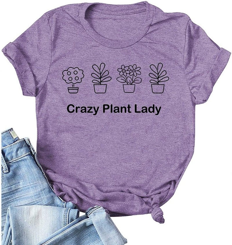 Women Crazy Plant Lady Graphic T-Shirt