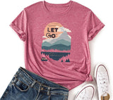 Women Let's Go Camping Shirt Gift Camping Tee Tops