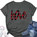 Buffalo Plaid Love Hearts Shirt Women Valentines Day Tees