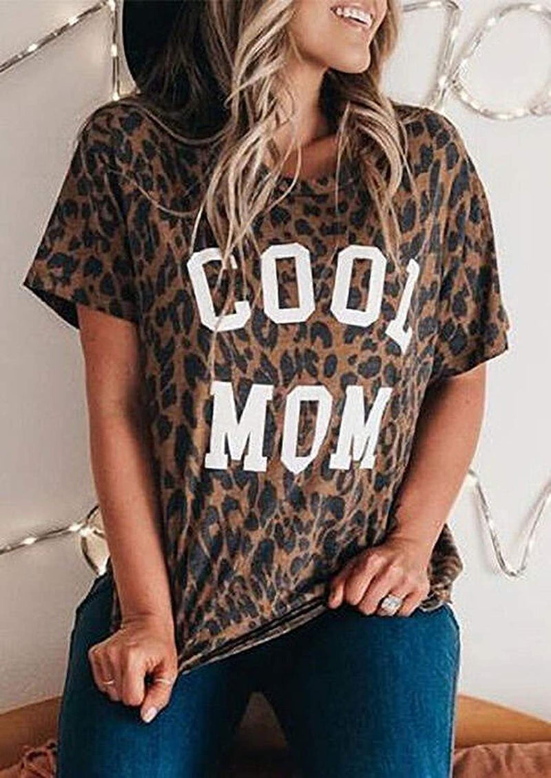 Women Cool Mom Leopard T-Shirt Leopard Mama Shirt