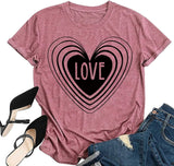 Love Heart Shirt Women Valentine's Day Gift Tee Tops