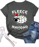 Fleece Navidad Tees Women Christmas Light Cute Sheep Graphic Shirt