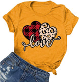 Women Buffalo Plaid & Leopard Love T-Shirt Valentine's Day Shirt