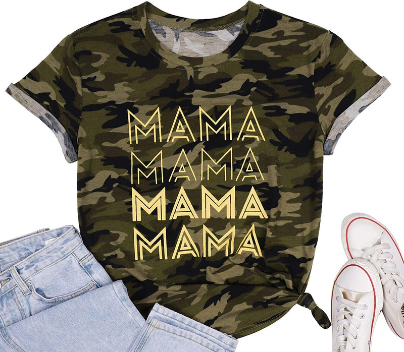 Women Mama Camouflage T-Shirt Camo Mom Shirt Mother's Day Shirt