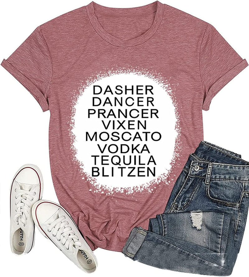 Drinking Christmas T-Shirt Dancer Prancer Moscato Vodka Tequila Blitzen Shirt