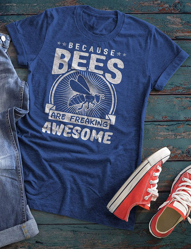 Women Because Bees are Freaking Awesome Bee Shirt Graphic T-Shirt Women Casual TopTee