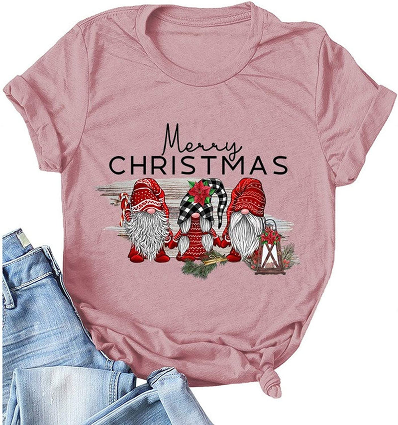Women Merry Christmas Gnomes T-Shirt Christmas Shirt for Family