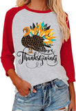 Happy Thanksgiving Shirt for Women 3/4 Long Raglan Sleeve Thanksgiving Gift Tops